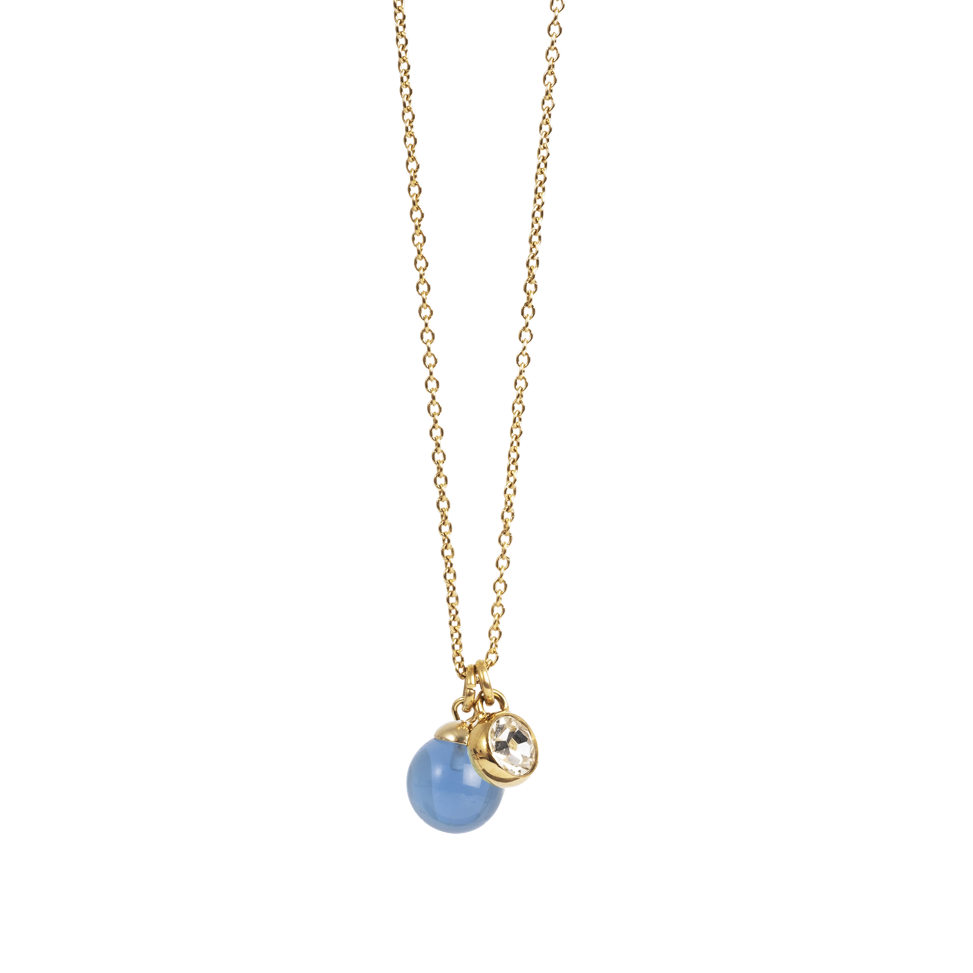 Kort kjede med glasskule, blue, G