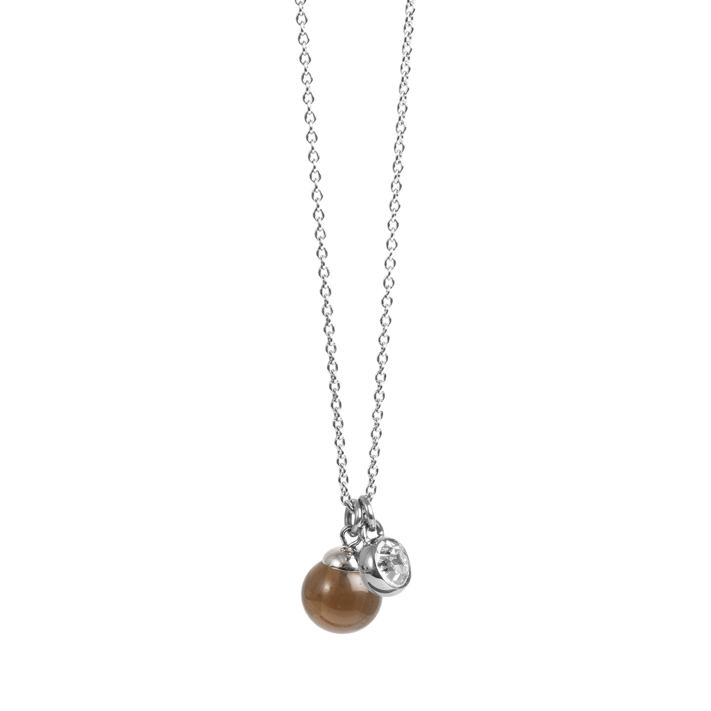 Kort kjede med glasskule, brown, S