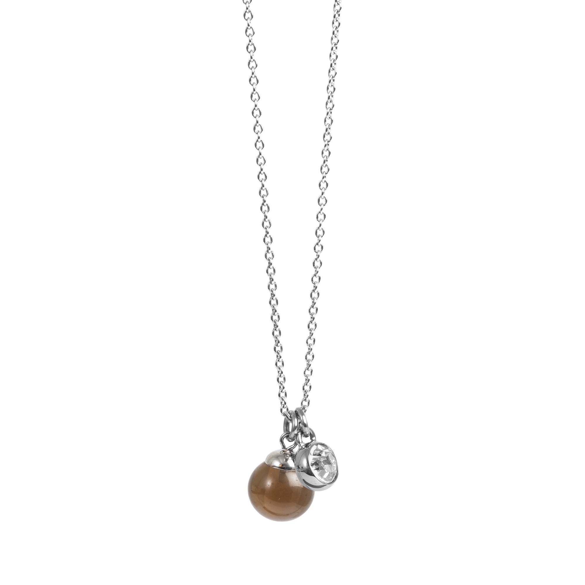 Kort kjede med glasskule, brown, S