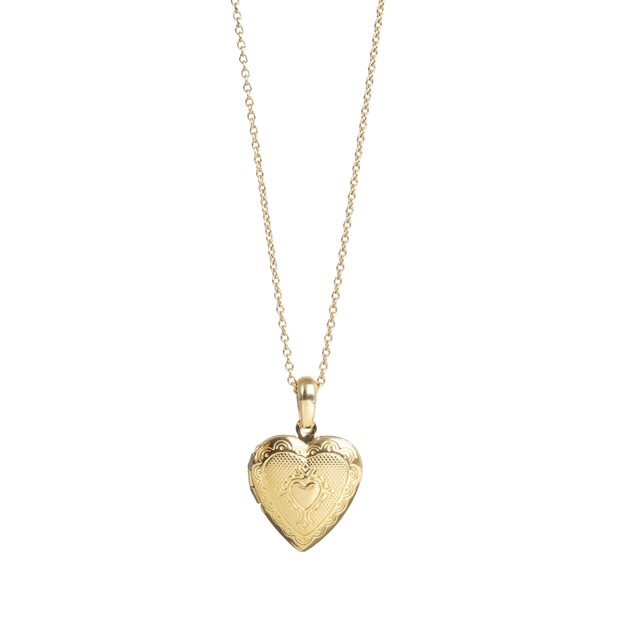 Halvlangt kjede med hjerte-locket, Steel