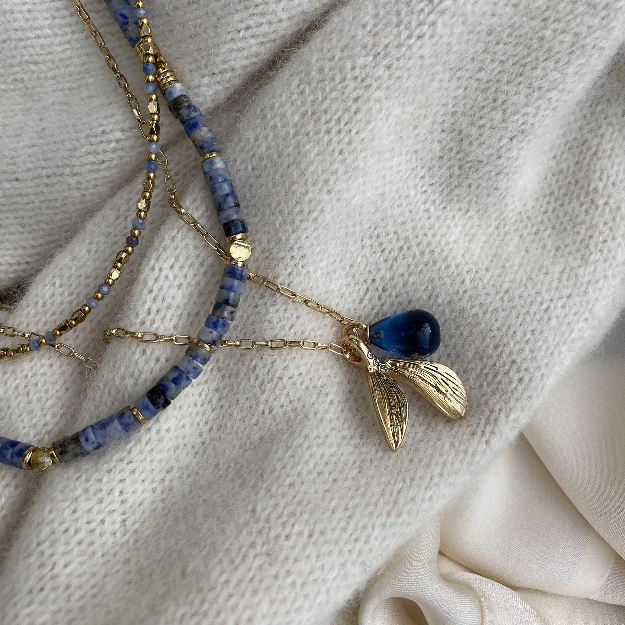 Kort kjede med blå stener - A&C Oslo - Design Collection_3