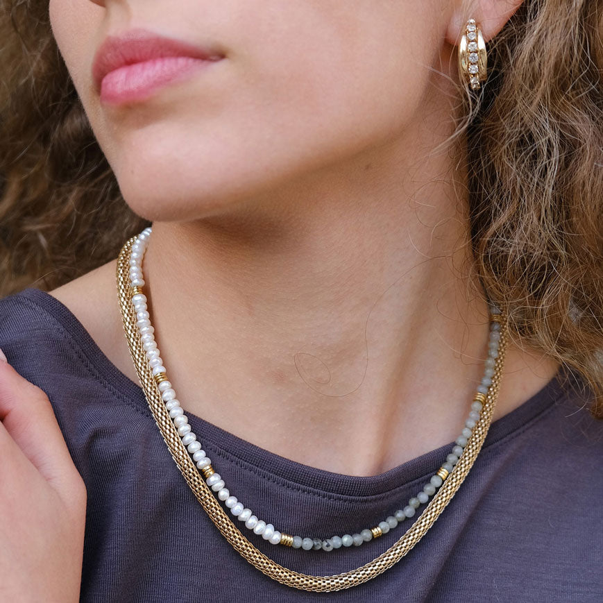 Kort kjede med labradoritt og perler - A&C Oslo - Design Collection_3