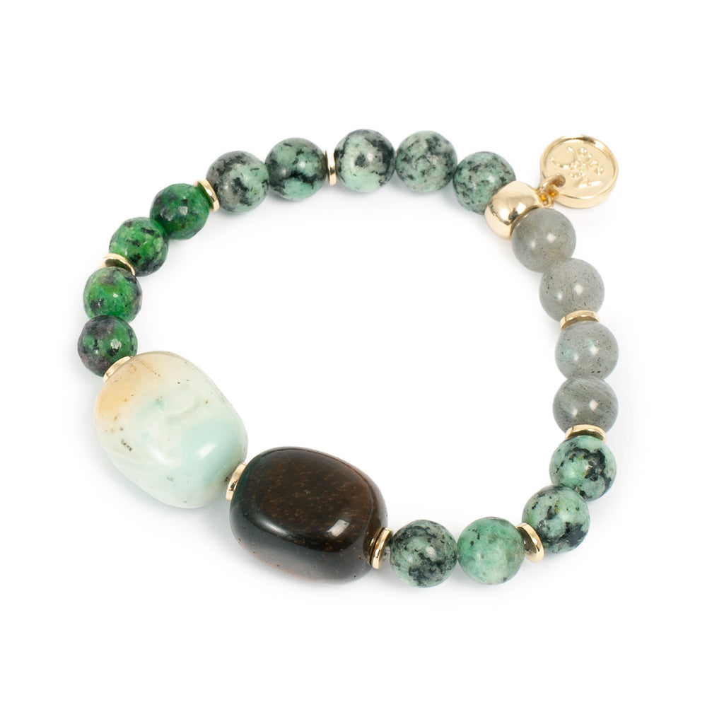 Armbånd med ulike stener, grønn - A&C Oslo - Design Collection