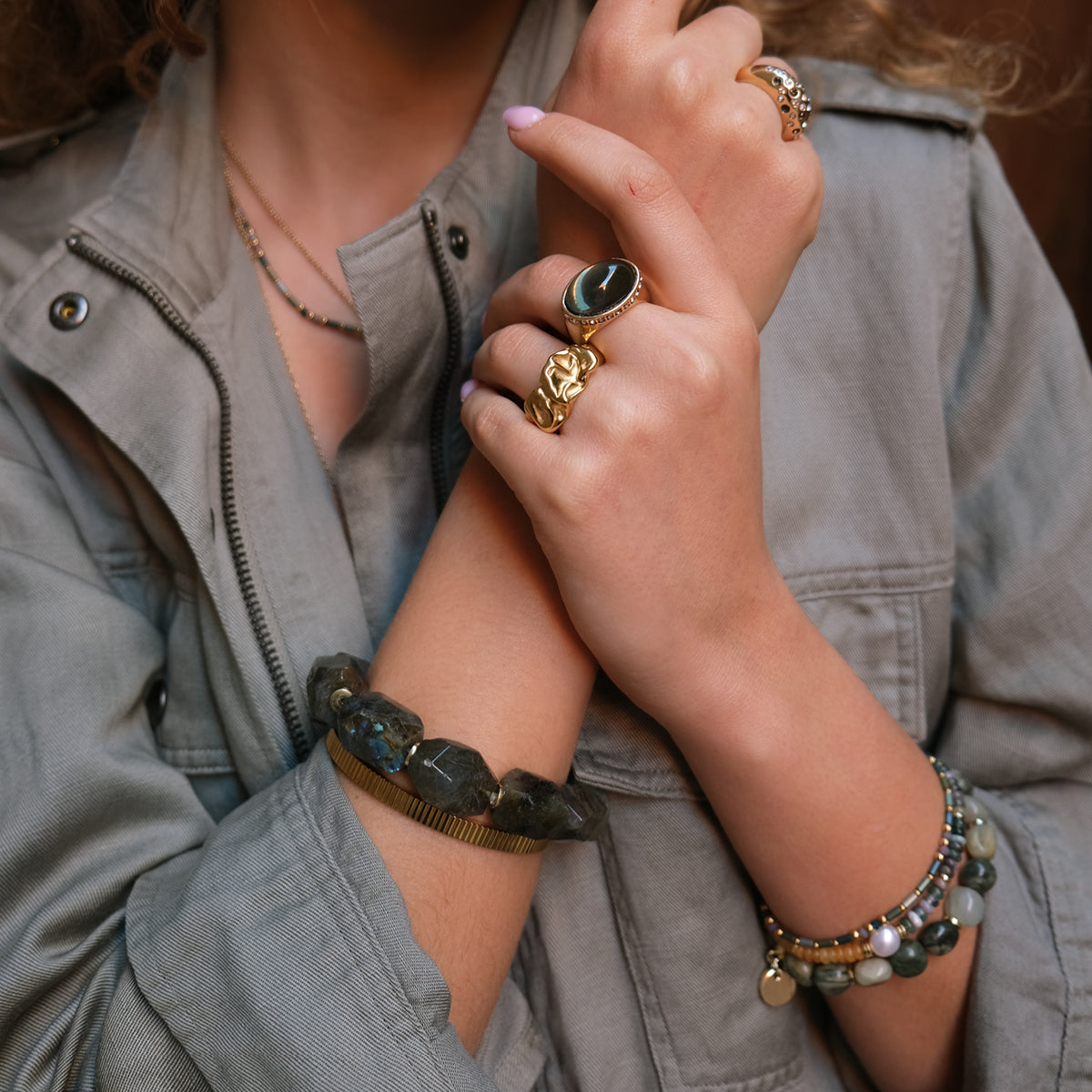 Statement-armbånd, labradoritt - A&C Oslo - Design Collection_5