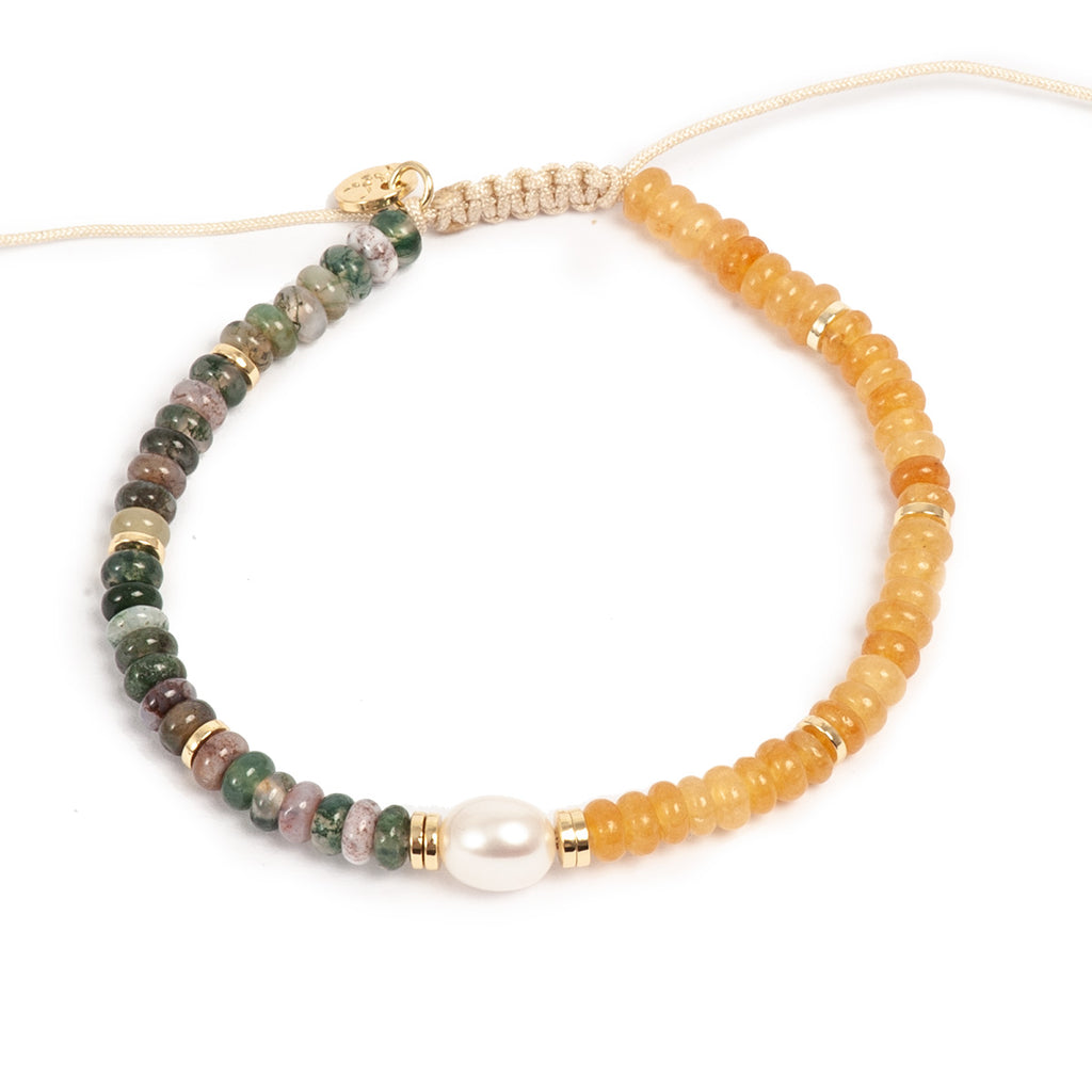 Armbånd, grønn jade, makramé-lås - A&C Oslo - Design Collection