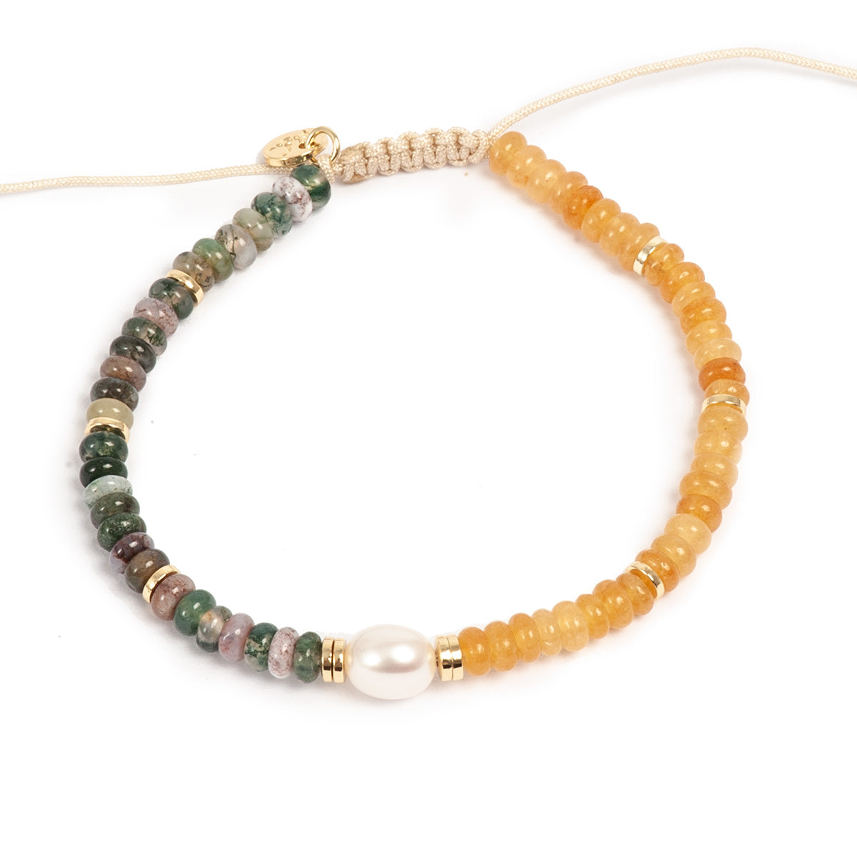 Armbånd, grønn jade, makramé-lås - A&C Oslo - Design Collection