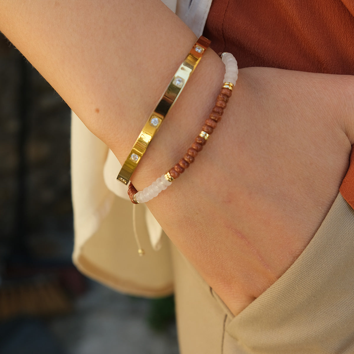 Armbånd, rosenkvarts og sandsten - A&C Oslo - Design Collection_2