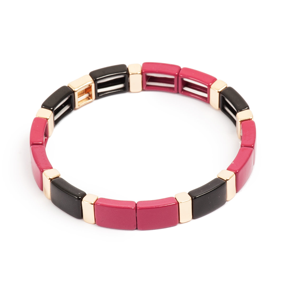 Emaljert armbånd, 19 cm, fuksia og sort - A&C Oslo - Design Collection