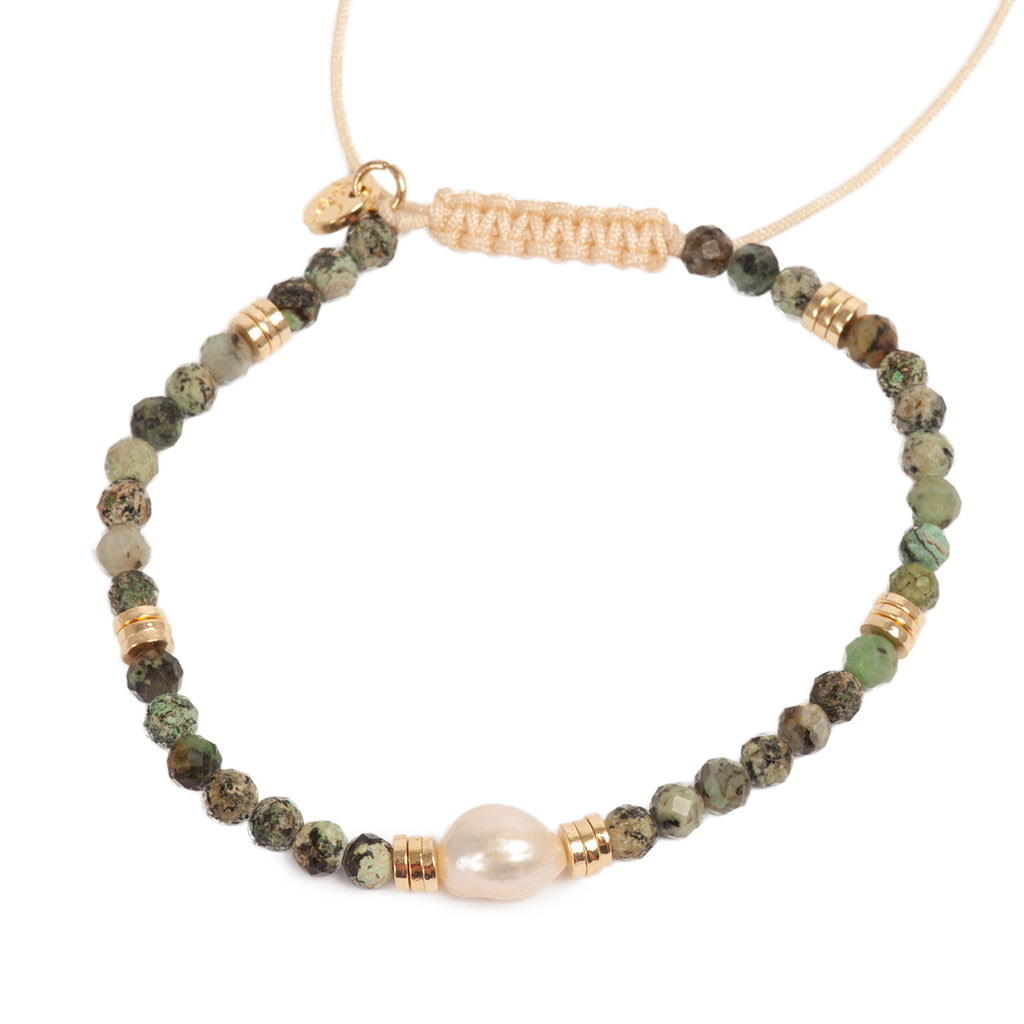 Armbånd med halvedelstener, grønn - A&C Oslo - Design Collection