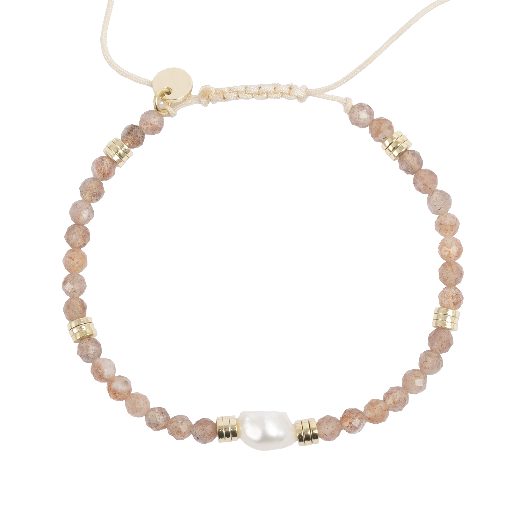 Armbånd med halvedelstener,beige