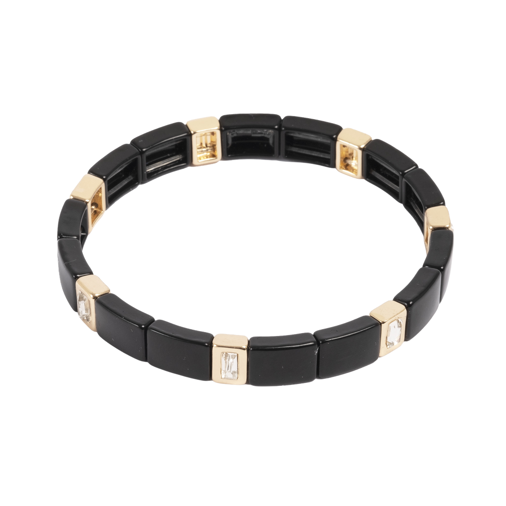 Emaljert armbånd, sort/gull - A&C Oslo - Design Collection