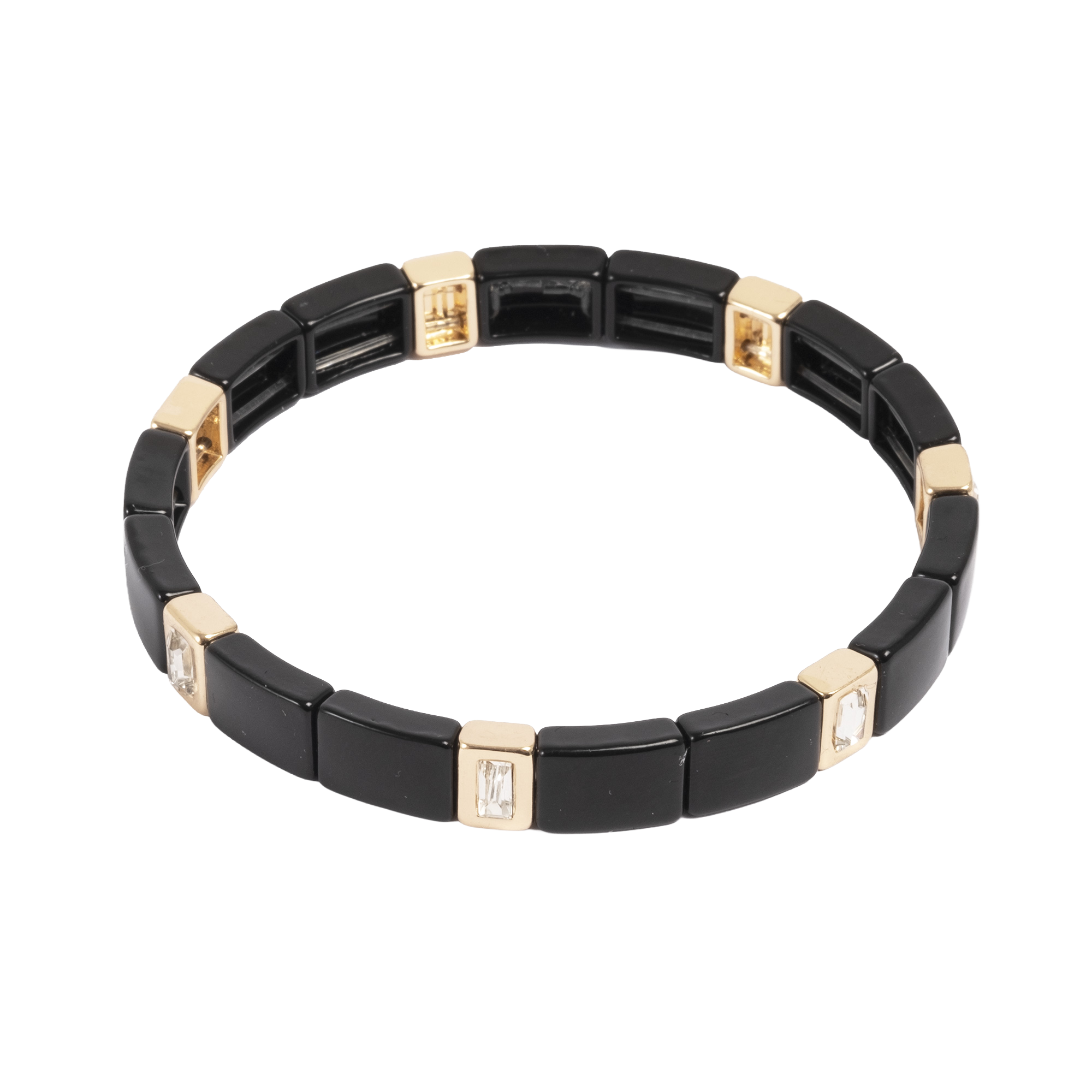 Emaljert armbånd, sort/gull - A&C Oslo - Design Collection