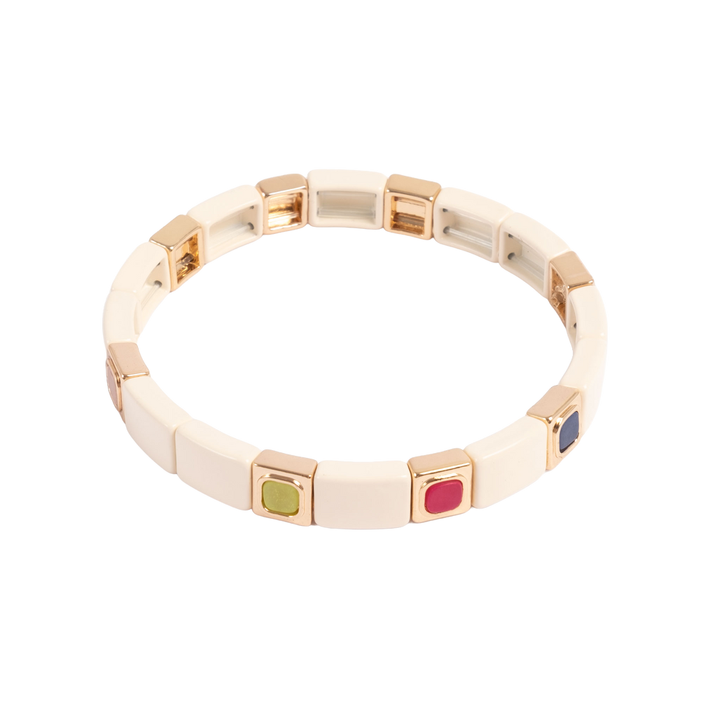 Emaljert armbånd, white multi - A&C Oslo - Design Collection