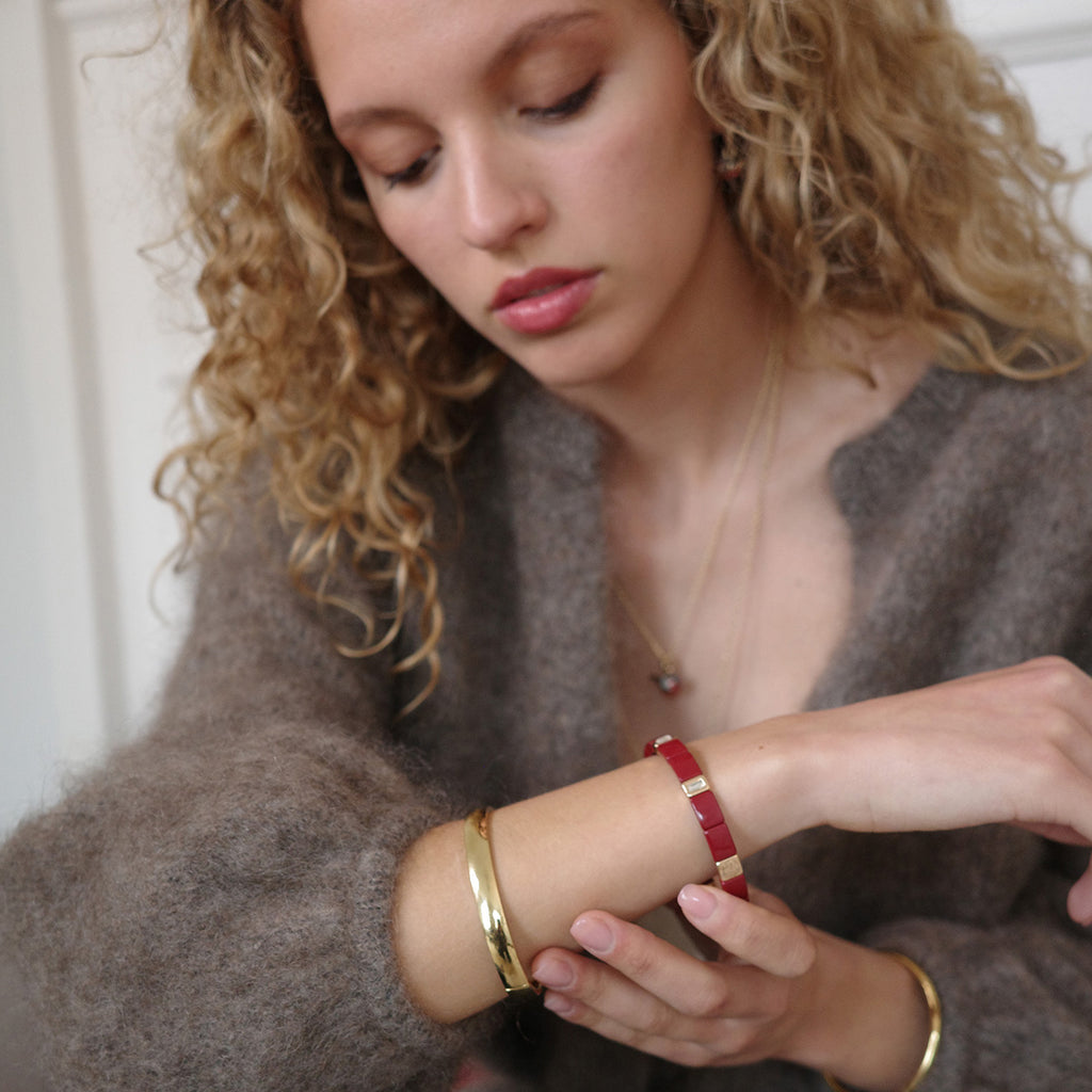 Emaljert armbånd, red