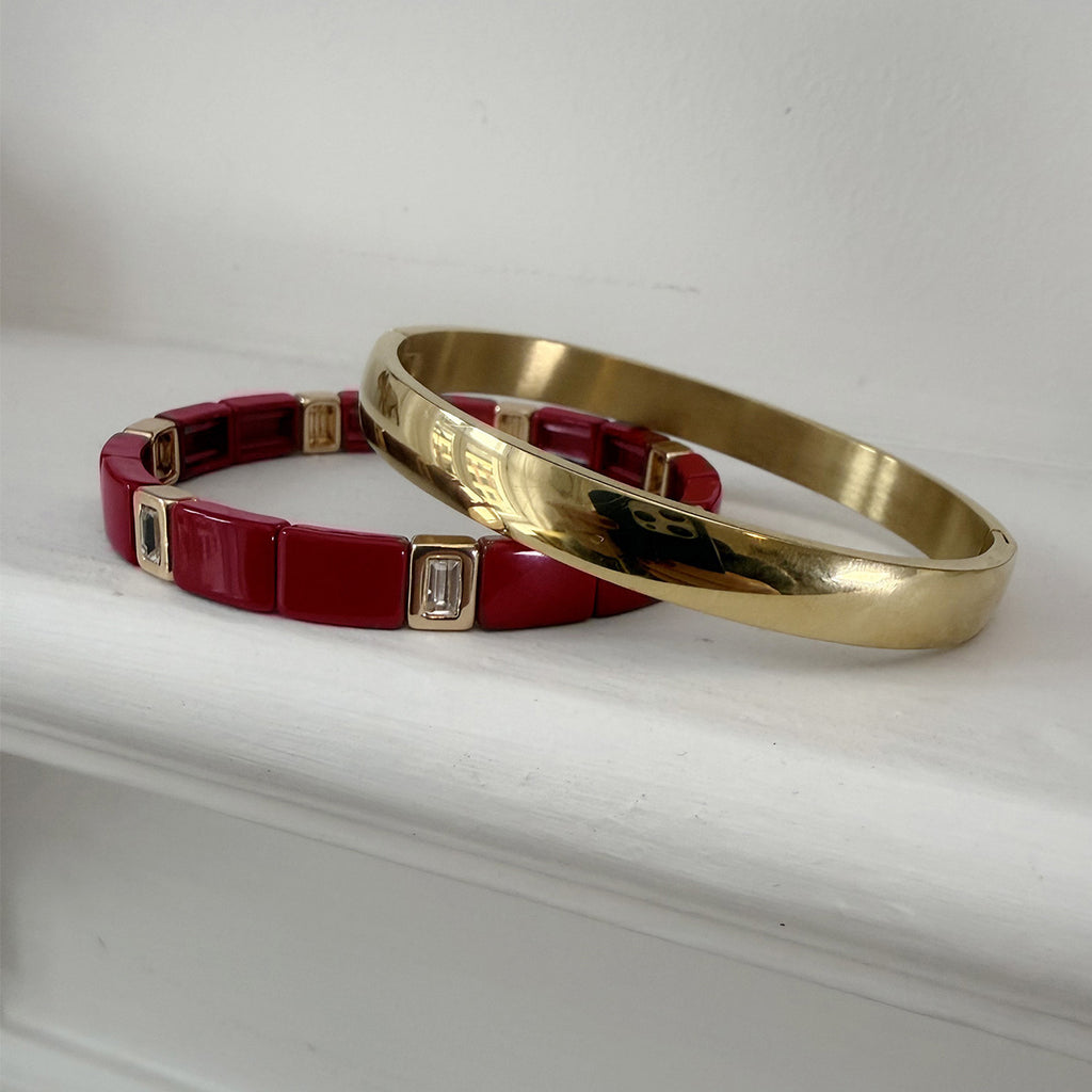 Emaljert armbånd, red
