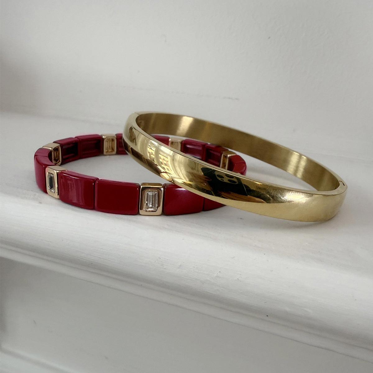 Emaljert armbånd, red