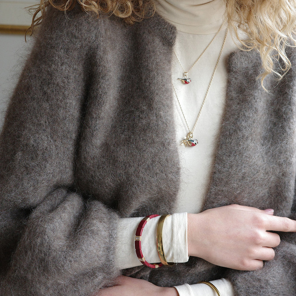 Emaljert armbånd, red