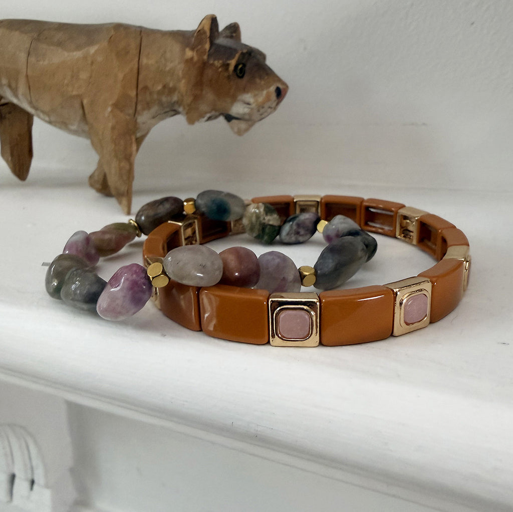 Emaljert armbånd, caramel