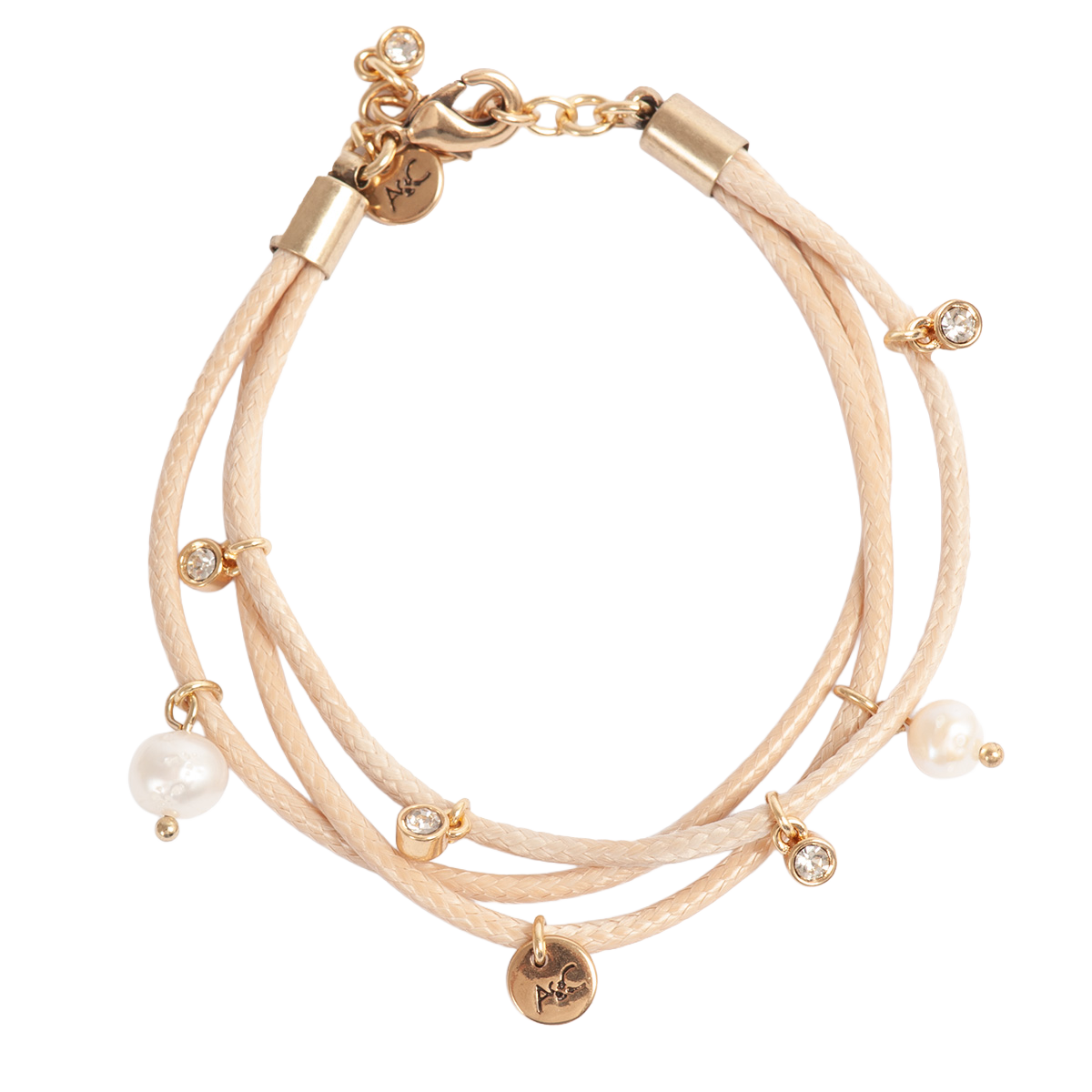 Armbånd med charms, beige - A&C Oslo - Design Collection