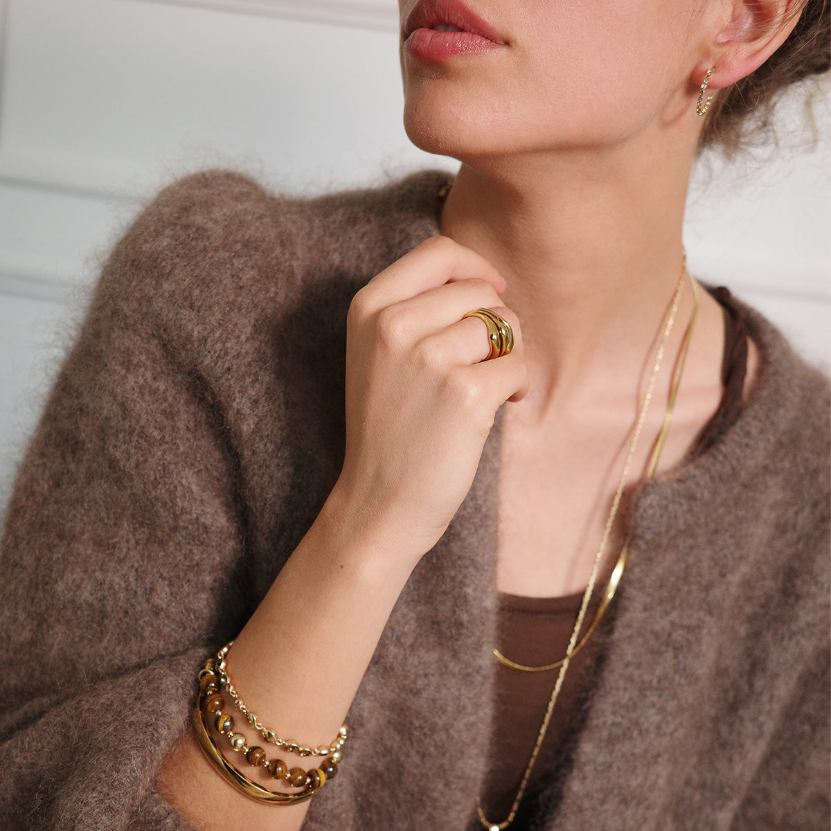 Armbånd, Tiger's Eye, elastikk