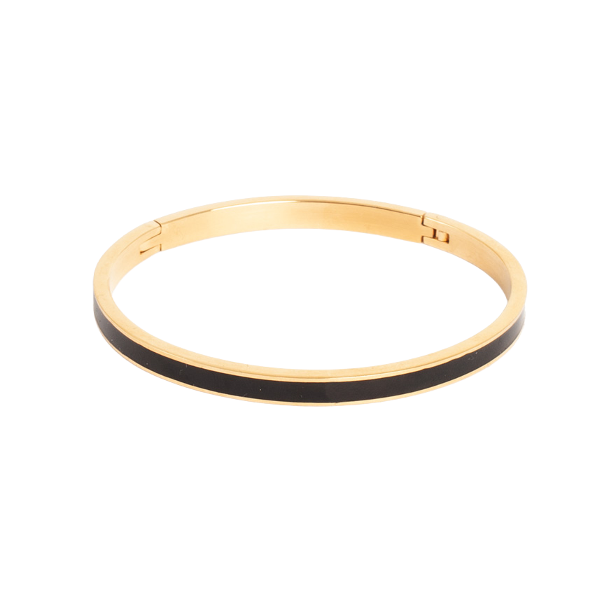 Emaljert armbånd, sort - A&C Oslo - Pure Steel