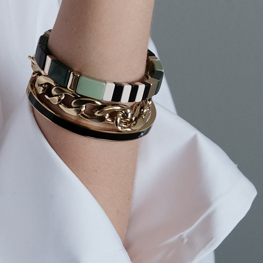 Emaljert armbånd, sort - A&C Oslo - Pure Steel_3