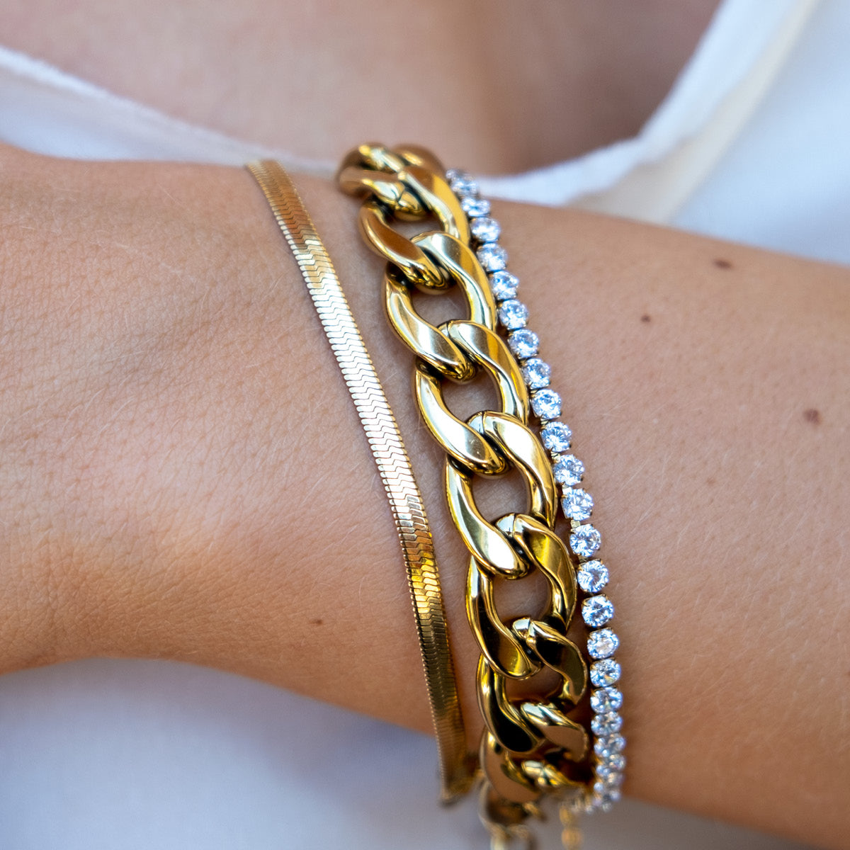 Armbånd, unisex, Steel snake chain, G_2