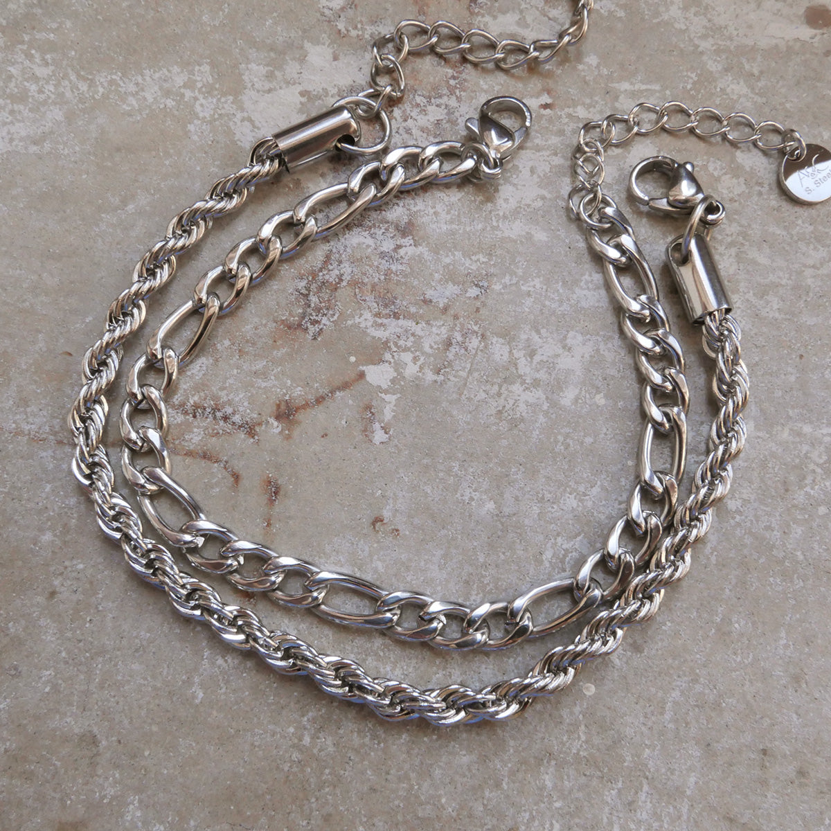 Armbånd, Steel unisex, figaro, S_2
