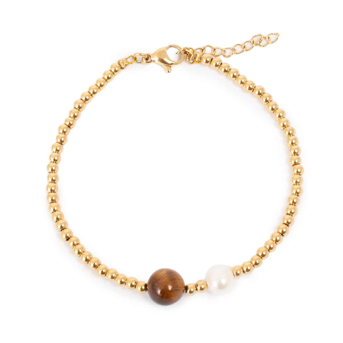 Armbånd med perle og tigerøye - A&C Oslo - Pure Steel