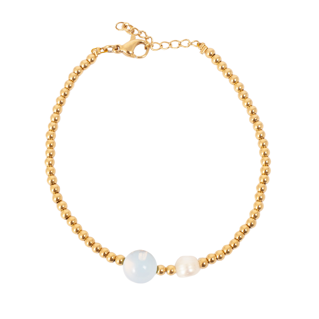 Armbånd med perle og moonstone - A&C Oslo - Pure Steel