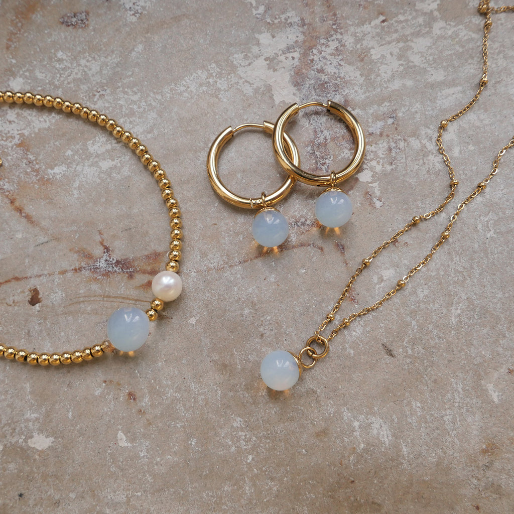 Armbånd med perle og moonstone - A&C Oslo - Pure Steel_2