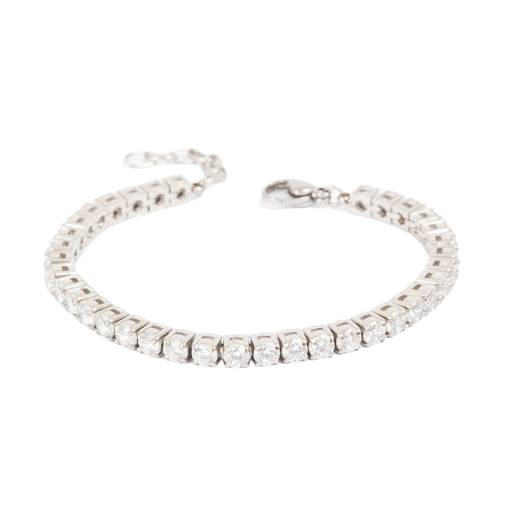 Tennisarmbånd, 4 mm stener, Steel