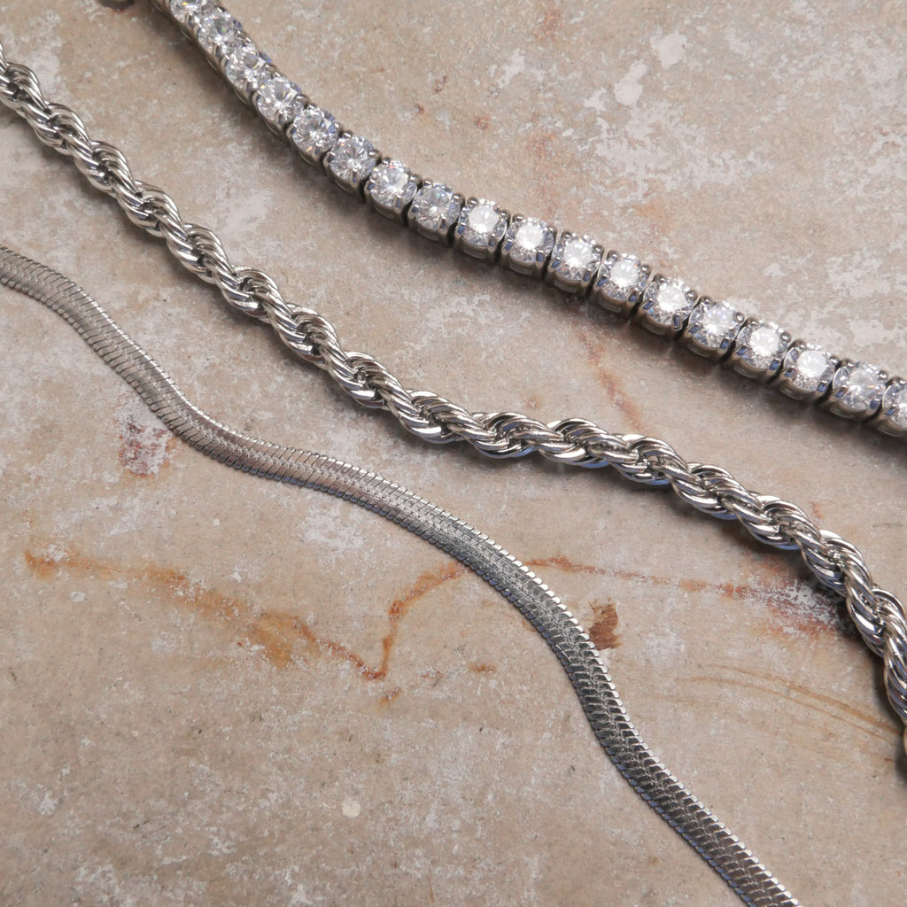Tennisarmbånd, 4 mm stener, Steel_3