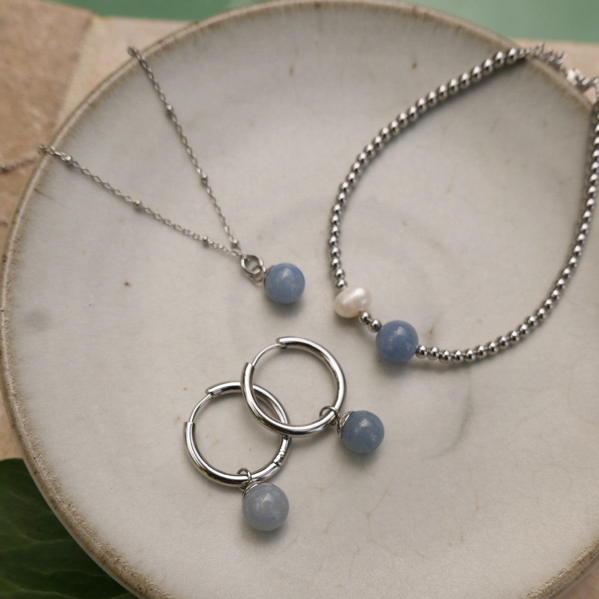 Armbånd med perle og blå aventurin - A&C Oslo - Pure Steel_2