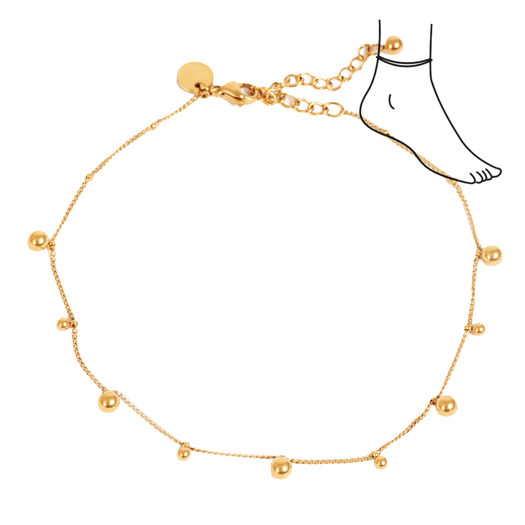 Anklet med kuler, Miniature G - A&C Oslo - Pure Steel