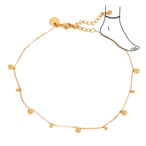 Anklet med kuler, Miniature G - A&C Oslo - Pure Steel