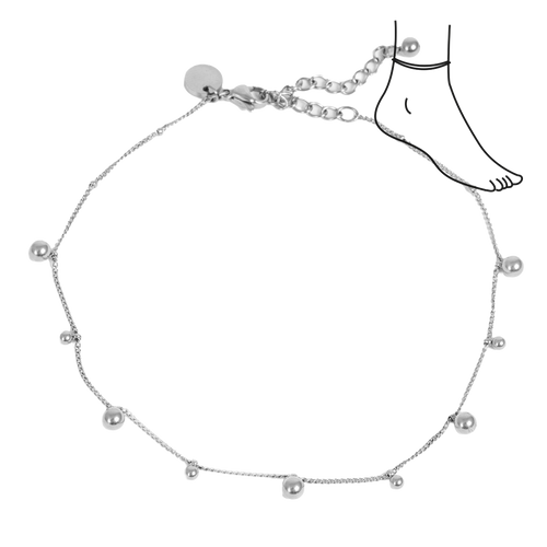 Anklet med kuler, Miniature S - A&C Oslo - Pure Steel