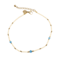 Anklet, hvit med turkis, Steel G