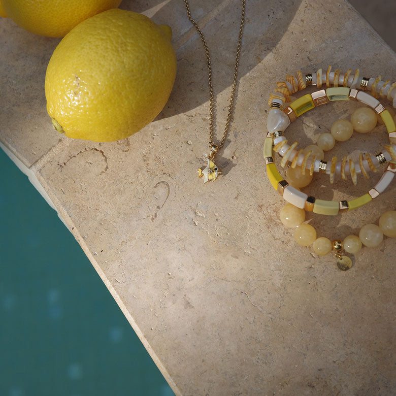 Delikat armbånd, farget jade, gul - A&C Oslo - Design Collection_2