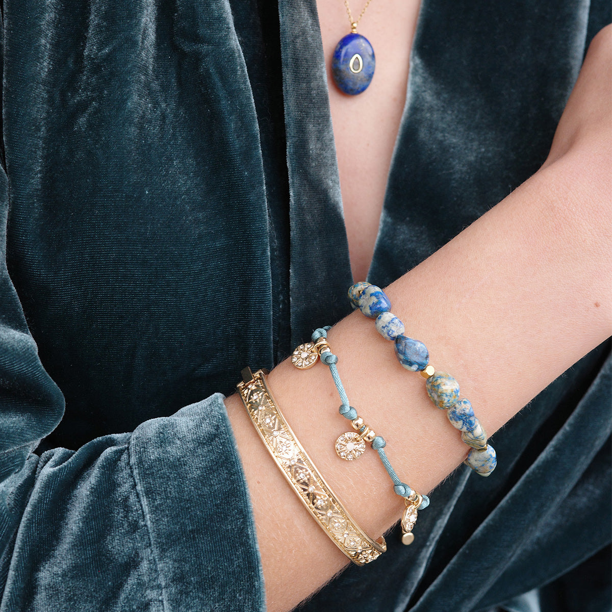 Armbånd, lapis, Steel G