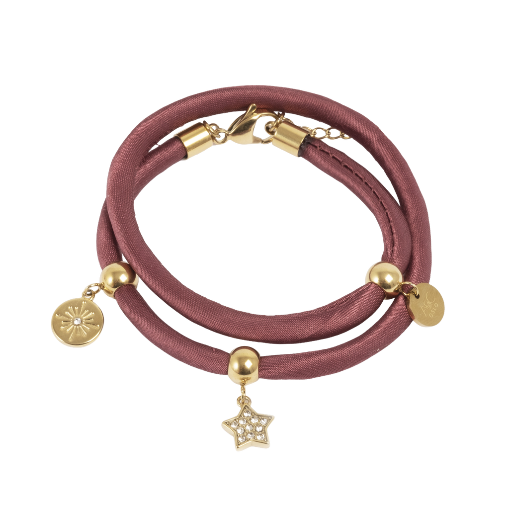 To rads satengarmbånd, burgundy, G - A&C Oslo - Pure Steel