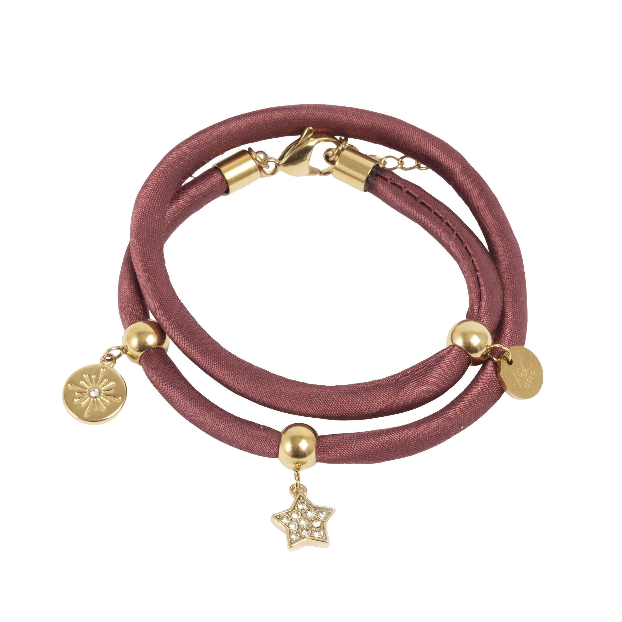 To rads satengarmbånd, burgundy, G - A&C Oslo - Pure Steel