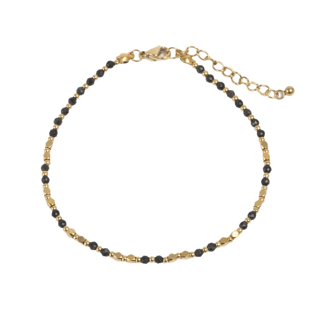 Armbånd med sorte stener, G - A&C Oslo - Pure Steel