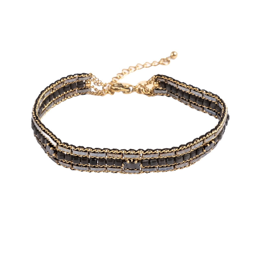 Armbånd, obsidian, Steel G - A&C Oslo - Design Collection