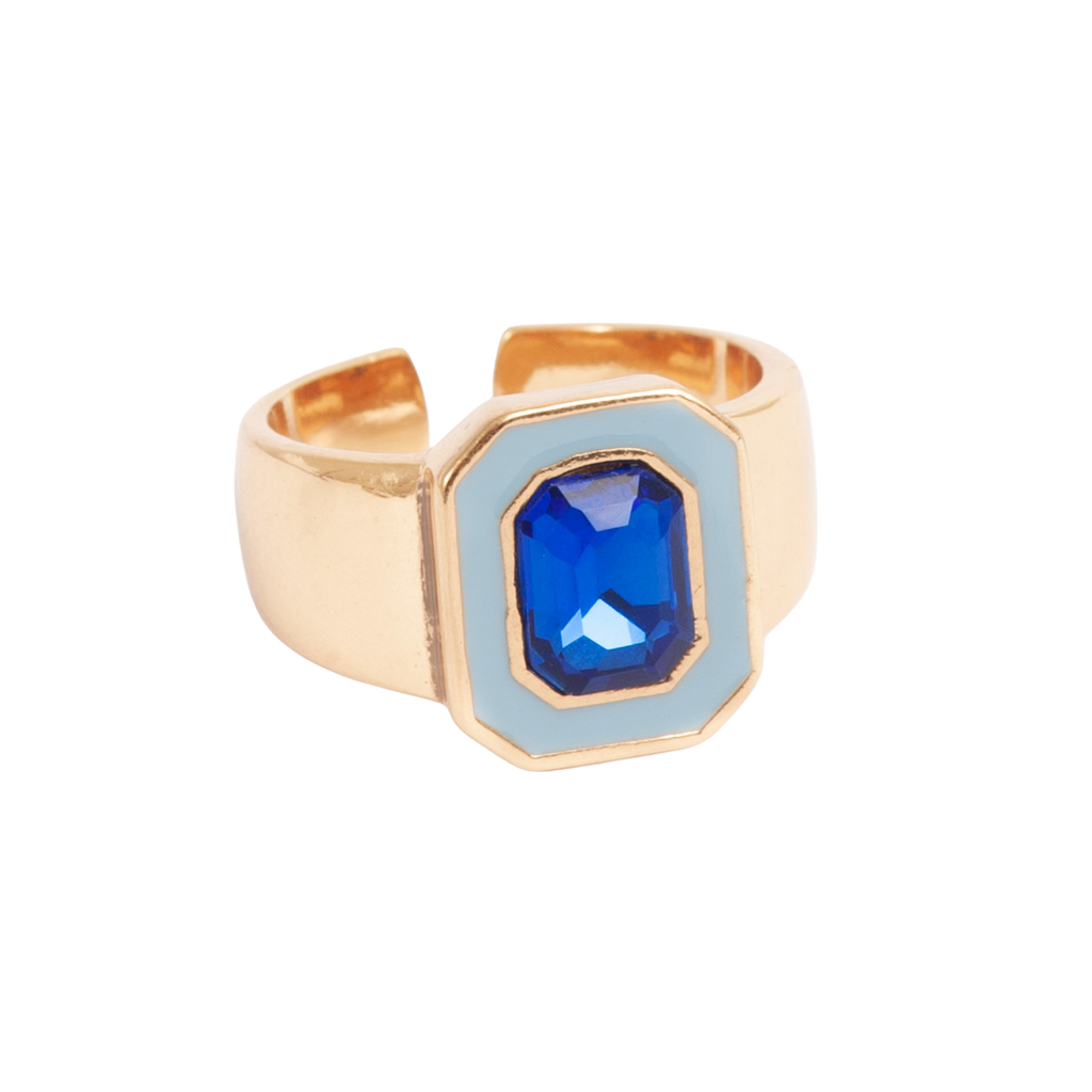 Justerbar ring, blå emalje, Color Accent - A&C Oslo - Design Collection