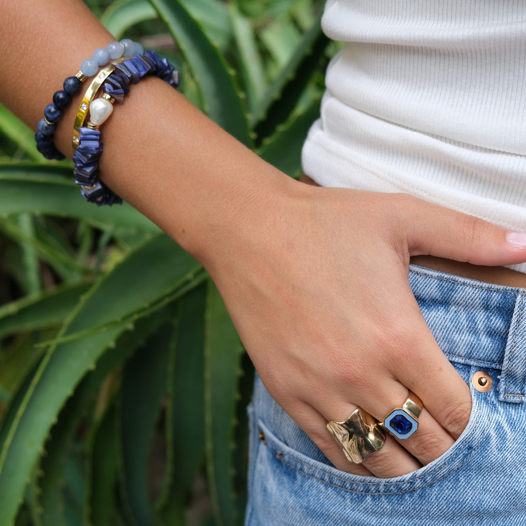 Justerbar ring, blå emalje, Color Accent - A&C Oslo - Design Collection_2