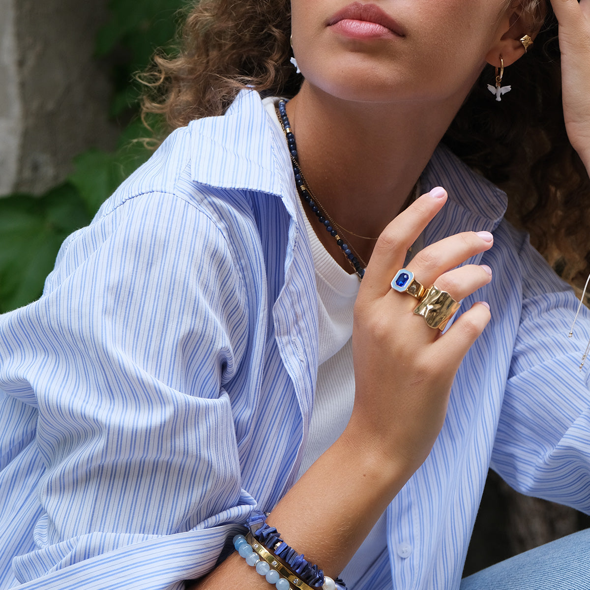 Justerbar ring, blå emalje, Color Accent - A&C Oslo - Design Collection_4