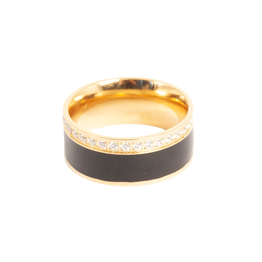 Ring, sort emalje (53/56/59) - A&C Oslo - Pure Steel