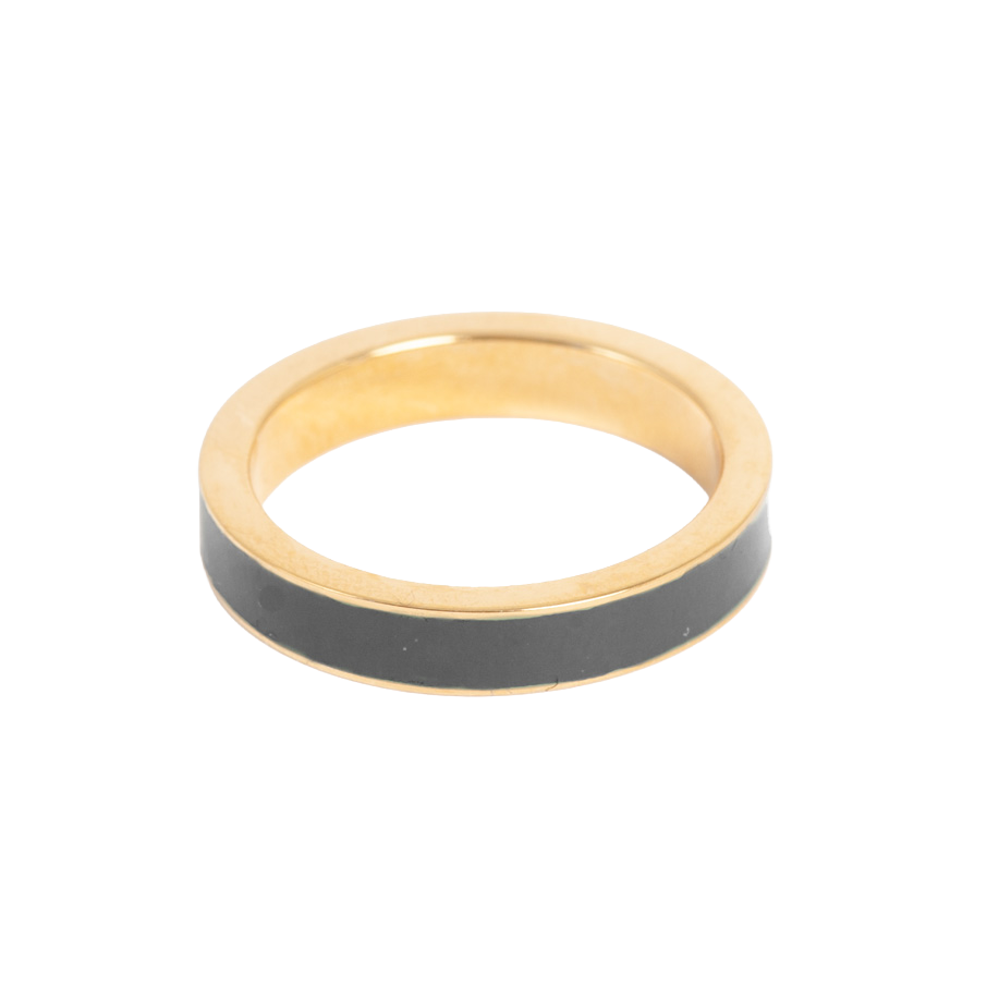 Ring, sort emalje (56/56/59) - A&C Oslo - Pure Steel
