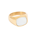 Signet-ring med perlemor, G, unisex - A&C Oslo - Pure Steel